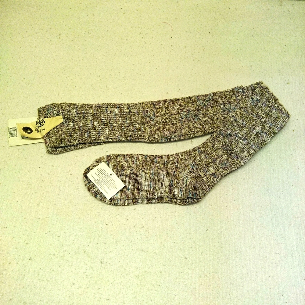 Free People Thigh High Woven Stockings Oatmeal